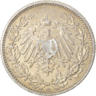 Monnaie, GERMANY - EMPIRE, 1/2 Mark, 1906, Munich, TTB, Argent, KM:17 - 1/2 Mark