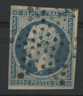 N° 10, 25ct Bleu COTE 60 € Obl. Etoile De Paris. Qualité TB - 1852 Luis-Napoléon