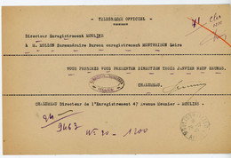 ALLIER TELEGRAMME OFFICIEL GUERRE 1945 MOULINS VOIR LE SCAN - 1921-1960: Période Moderne