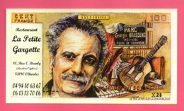 Billet Fantaisie Factice De 100 Francs Publicitaire Restaurant La Petite Gargotte Georges Brassens - Specimen