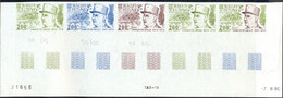 WALLIS & FUTUNA (1980) De Gaulle. Trial Color Proofs In Strip Of 5 With Multicolor. Scott No C104, Yvert No PA106. - Sin Dentar, Pruebas De Impresión Y Variedades