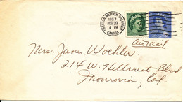 Canada Uprated Postal Stationery Cover Sent To USA Creston B.C.20-8-1957 - 1953-.... Reign Of Elizabeth II