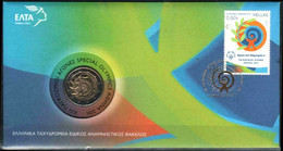 Greece 2011 Commemorative FDC Athens Special Olympics With 2 Euro Coin - Briefe U. Dokumente