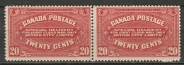 Canada 1922 Sc E2  Special Delivery Pair MLH* - Exprès
