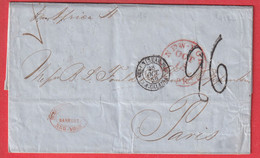 NEW YORK USA 1856 TAXE TAMPON 26 STEAMER AFRICA POUR PARIS - …-1845 Prephilately