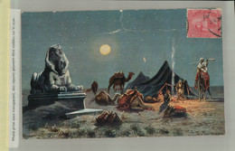 Egypte - Campement Nocturne Et Sphinx  Illustrateur - Perlberg - (JUIN 2021 307) - Perlberg, F.