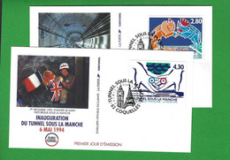 LETTRE 1ER JOUR TUNNEL SOUS LA MANCHE - Andere & Zonder Classificatie