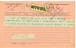 ALLIER TELEGRAMME OFFICIEL GUERRE 1940 MOULINS VOIR LE SCAN - 1921-1960: Période Moderne