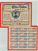 CARNET De La VIGNETTE  - " JUSQU'AU BOUT ! " - BLOC CARNET GENERAL GALLIENI De DOUZE TIMBRES - W.W.1. - TRES BON ETAT - Blocks Und Markenheftchen