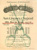 Paris 1er * Chemisier Aux Ciseaux D'Argent Ets O. MOINAULT 136 Rue De Rivoli * Carte De Visite Ancienne - Arrondissement: 01