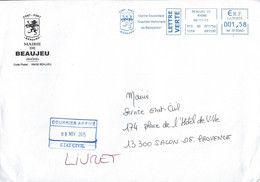 LETTRE FRANCE BEAUJEU Thème VIN CAPITALE BEAUJOLAIS - Vinos Y Alcoholes