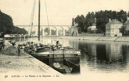 Laval * Péniche " VOLONTAIRE Angers DELHUMEAU " Batellerie * Viaduc Et Mayenne * Péniches Barge Chaland - Laval