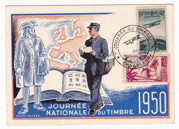 Carte Postale Casablanca 1950 Journée Du Timbre Maroc Poste Aérienne Raoul Serres - Airmail