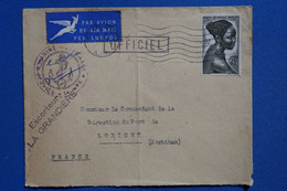 G19 AEF BELLE LETTRE RARE 1952  COURRIER OFFICIEL ESCORTEUR LA GRANDIERE A  LORIENT  + AFFRANCH INTERESSANT - Covers & Documents