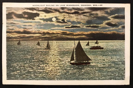 Lake Winnebago Moonlight  VIAGGIATA 1930 Francobollo Asportato CODICE C.2910 - Milwaukee