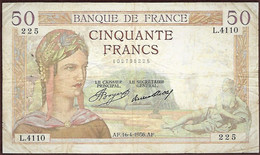 France - 50 Francs Cérès 16 4 1936 1 Billet - 50 F 1934-1940 ''Cérès''