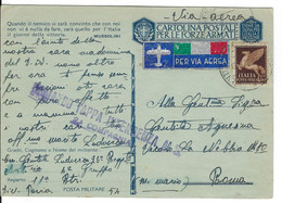 C.P. PER LE FORZE ARMATE - PER LE COLONIE - FRANCHIGIA MILITARE 54 - VIAGGIATA ANNO 1942 - VIA AEREA - Other & Unclassified