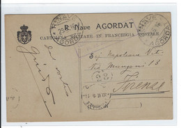 CARTOLINA  VIAGGIATA - REGIA NAVE AGORDAT - ANNO 1916 - Régiments