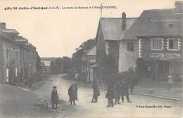 CPA 35 SAINT AUBIN D'AUBIGNE LA ROUTE DE RENNES ET HOTEL CHEVREL - Altri & Non Classificati