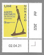 Monaco 2021 - Yv N° 3289 ** - Exposition Alberto Giacometti  (coin Daté) - Ungebraucht