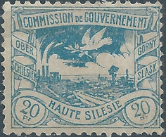 Alta Slesia,Germania Germany Deutschland, Poland 1920 /21 Upper Silesia Landscape,20Pf Blue, Not Used - Silesia