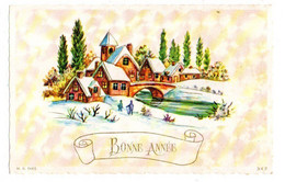 Bonne Année-Nouvel An Mignonnette --1972--illustrateur  ???? - Paysage Enneigé ,village,pont . ..à Saisir - Anno Nuovo