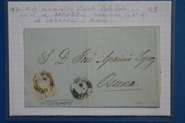 V6 ESPAGNE BELLE LETTRE  1870 SABADELL   POUR OSUNA   + AFFRANCH. INTERESSANT - Cartas & Documentos