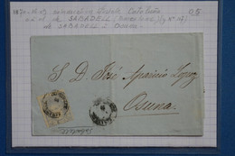 V6 ESPAGNE BELLE LETTRE  1870 SABADELL   POUR OSUNA   + AFFRANCH. INTERESSANT - Covers & Documents