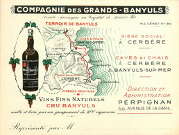 Cerbère * Compagnie Des Grands Banyuls * Société Entreprise * Cpa Pub Publicité * Vin Alcool Vignoble - Cerbere