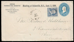 1894 U.S 1C PRIVATE POSTAL STATIONERY - AMERICAN PHARMACEUTICAL ASSOCIATION To AUSTRIA ( MEDICINE PHARMACY CHEMIST ) - Apotheek