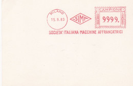 ITALIA. SIMA SOCIETA' ITALIANA MACCHINE AFFRANCATRICI, MILANO. AN 1983 MACHINE A AFFRANCHIR. CARTE.- LILHU - Marcofilie - EMA (Print Machine)