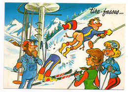 Humour --illustrateur  ?????-----Ski--Tire-fesses...(animée)........à Saisir - Humour