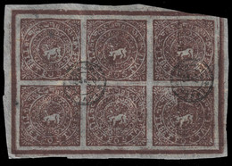 1914 TIBET - 8T SHEET OF 6Sc. 8 CANCELLED - NATIVE PAPER - POSSIBLE EARLY REPRODUCTION - Asia (Other)