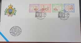 A) 1997, SAN MARINO, ANNIVERSARY OF THE SEAL OF SAN MARINO, FDC, CONDE G.B, BARBAVARA DI GRAVELLONA, ENRICO RAPETTATI, O - Briefe U. Dokumente