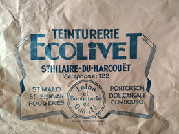 Grande Feuille De Papier D'emballage Avec Publicité, Teinturerie ECOLIVET à SAINT HILAIRE DU HARCOUET, (50) - Supplies And Equipment