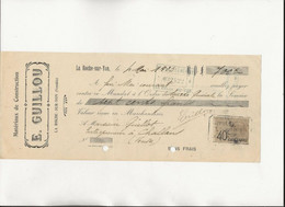 LETTRE DE CHANGE - MATERIAUX DE CONSTRUCTION -E. GUILLOU -LA ROCHE SUR YON -VENDEE -ANNEE 1923 - Bills Of Exchange