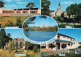 86 Ingrandes Sur Vienne Carte Multi Vues Groupe Scolaire Eglise Poste PTT Hotel De Ville - Ingrandes