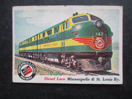 Trading Card - Chromo TOPPS RAILS & SAILS 1955 (V2105) DIESEL LOCO (2 Vues) MINNEAPOLIS & ST. LOUIS Ry. N°21 - Moteurs