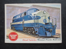 Trading Card - Chromo TOPPS RAILS & SAILS 1955 (V2105) DIESEL SWITCHER (2 Vues) MISSOURI PACIFIC RAIL ROAD N°36 - Motori