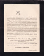 WARNANT De HENNIN De VILLIERS Veuf Ernestine De SALMUTH Mons 1835 Château De VAROY 1910 Famille De PATOUL De BOUSSU - Obituary Notices