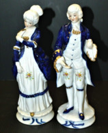 STATUETTE COUPLE MARQUIS MARQUISE PORCELAINE  Peinte à La Main XXe Déco Vitrine Collection - Altri & Non Classificati