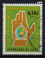 CONGO - ZAIRE - 1973 - INTERPOL - 50éme ANNIVERSAIRE - 50th ANNIVERSARY - BLASON - COAT OF ARMS - 0.14 - Oblitéré - Used - Usados