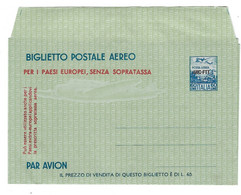 TRIESTE A - AEROGRAMMA NUOVO L. 60 BLU - BIGLIETTO POSTALE AEREO - SOPRASTAMPE TIPOGRAFICHE  Fil. A1 - ANNO 1952 - Airmail