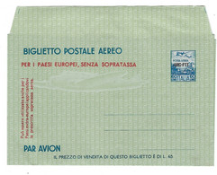 TRIESTE A - AEROGRAMMA NUOVO L. 60 BLU - BIGLIETTO POSTALE AEREO - SOPRASTAMPE TIPOGRAFICHE  Fil. A1 - ANNO 1952 - Poste Aérienne