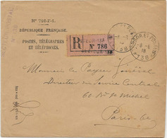 LETTRE RECOMMANDEE POSTES,TELEGRAPHE FRANCHISE MILITAIRE OBLITEREE CAD - TRESOR ET POSTES *138* ANNEE 1918 - - Brieven En Documenten