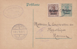 Carte Entier Postal + OC 11 Walcourt à Namur  Cachet Censure Militaire Namur - Occupation Allemande