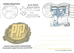 POLOGNE Polska - GDANSK- Entier 22 XI 1986 - Journées Journée Don Du Sang - PTP - Croix Rouge - Lettres & Documents