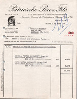 Facture - BEAUNE - Négociants En Vins … PATRIARCHE Père & Fils - 1954 - Lot De 2 Docs - Invoices