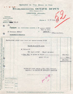 Facture - LIBOURNE - Vins Blancs En Gros … Ets Octave DUPUY - 1954 - Rechnungen