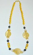 ANCIEN COLLIER Perles VERRE MURANO 3 Avec Inclusions Paillettes Dorées Vintage BIJOU ANCIEN COLLECTION - Collares/Cadenas